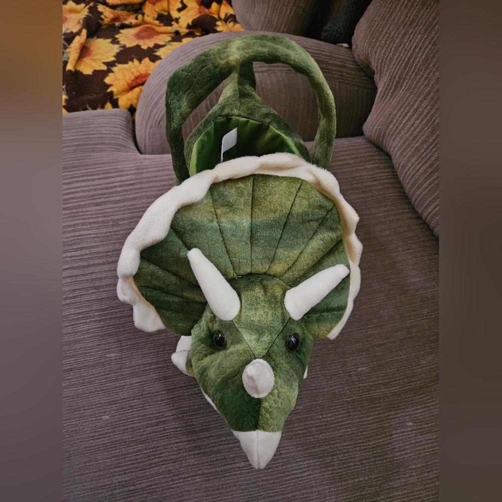 Green Triceratops Dinosaur Halloween or Easter basket